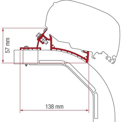 Adaptér pro Arca a Mobilvetta K-Yacht na markýzy Fiamma F65/F80