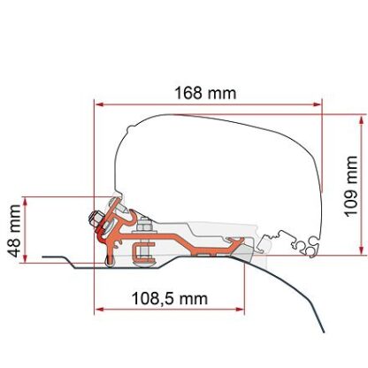 Adaptér pro Fiat Ducato H2 na markýzy Fiamma F80S barva černá