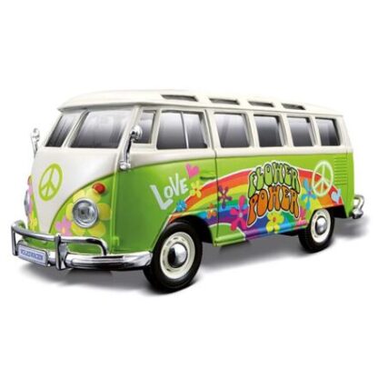 Model auta Maisto VW Van Samba Hippie Line model VW Bus Samba – zelená nebo fialová